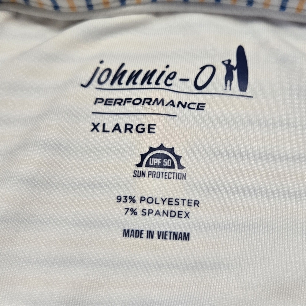 Johnnie-O Performance Men's Striped Polo Shirt - Blue, White, Orange Size XL - Picture 3 of 7